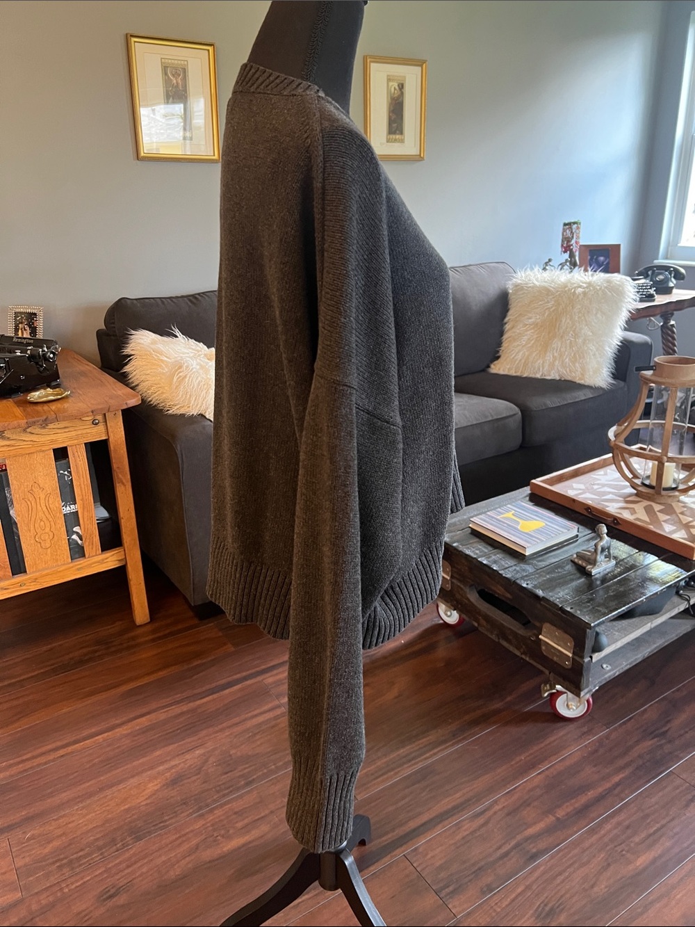 Quince, 100% organic cotton sweater, charcoal, gray, new with tag size large - Picture 2 of 7